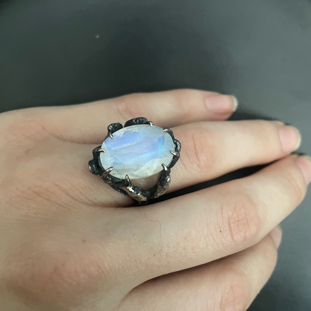 Stunning and rare Bloodmilk Jewels ring with Opal cast in sterling silver.